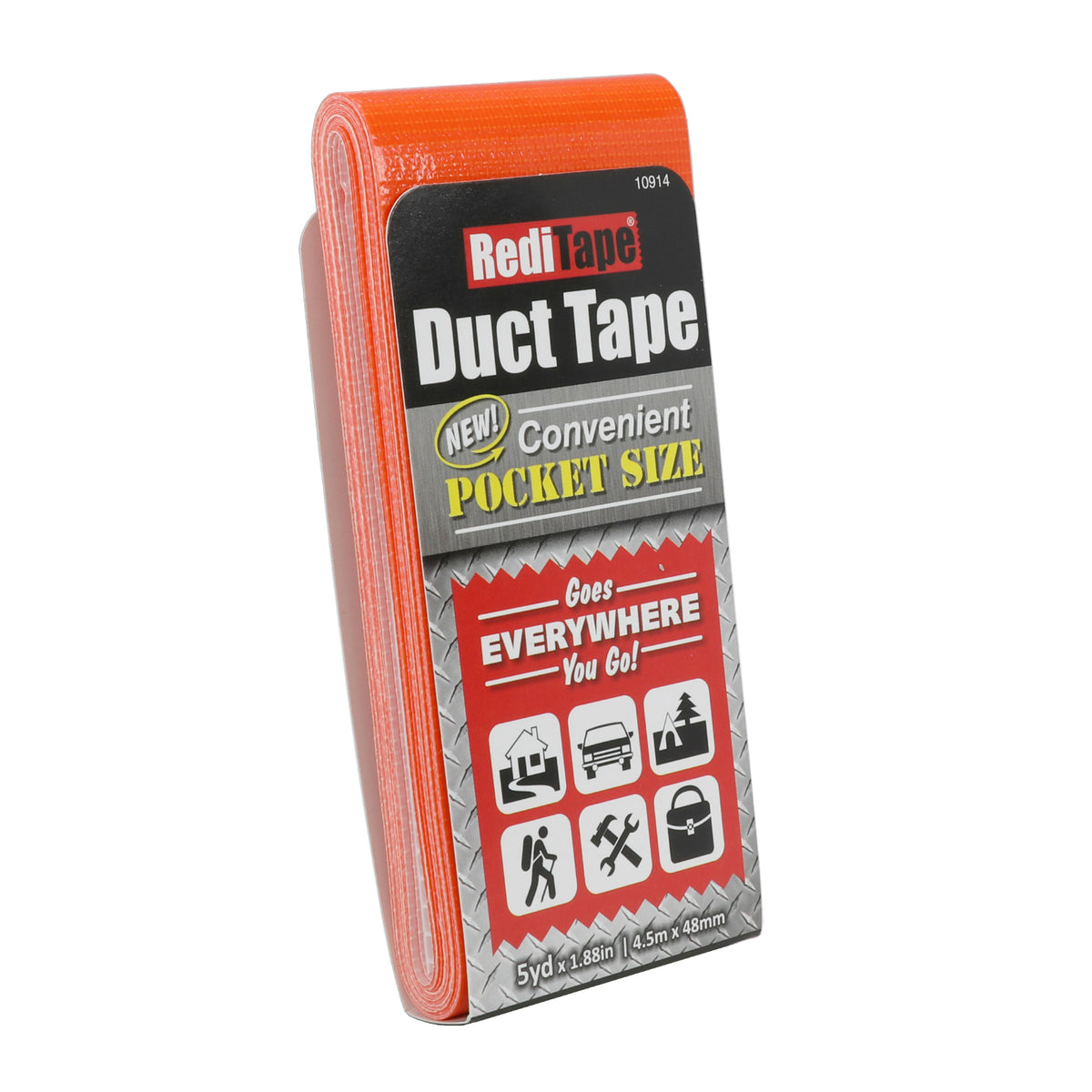 RediTape 10914 Pocket Size Duct Tape, Orange, 5 Yd x 1.88"