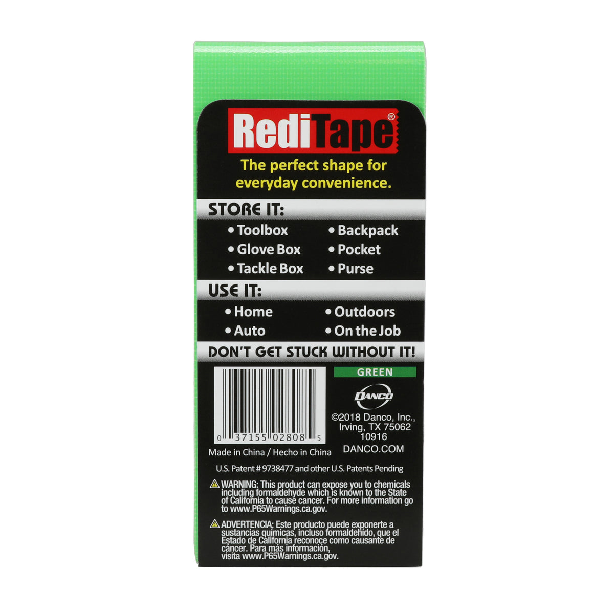 RediTape 10916 Pocket Size Duct Tape, Green, 5 Yd x 1.88"