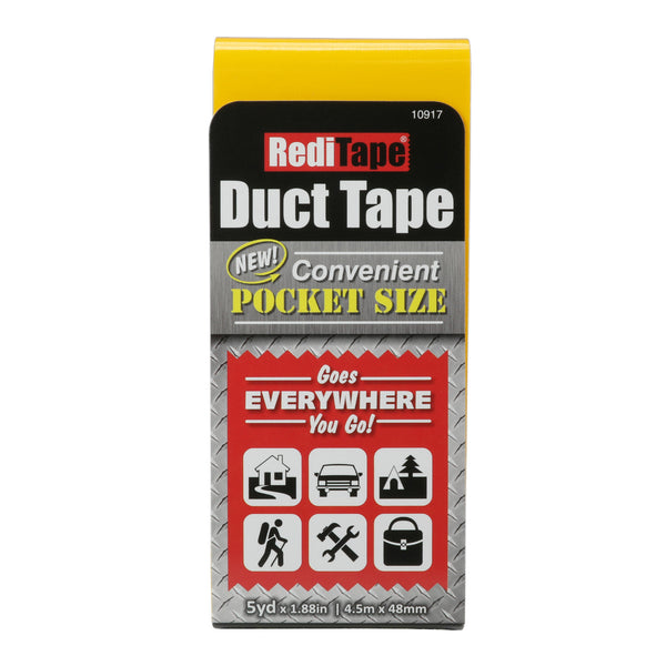RediTape 10917 Pocket Size Duct Tape, Yellow, 5 Yd x 1.88"