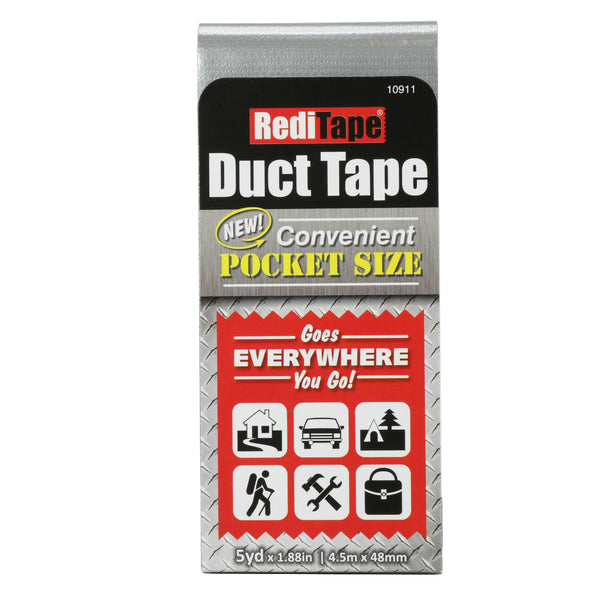 RediTape 10911 Pocket Size Duct Tape, Silver, 5 Yd x 1.88"