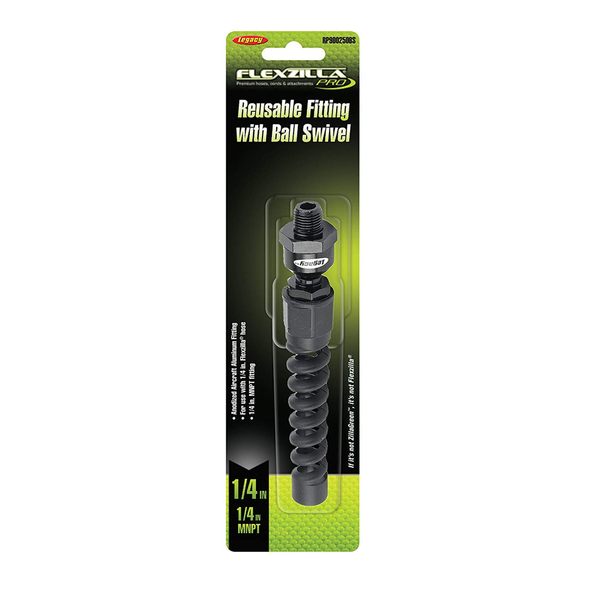 Flexzilla Pro RP900250BS Air Hose Reusable Fitting with Ball Swivel, 1/4", 1/4" MNPT