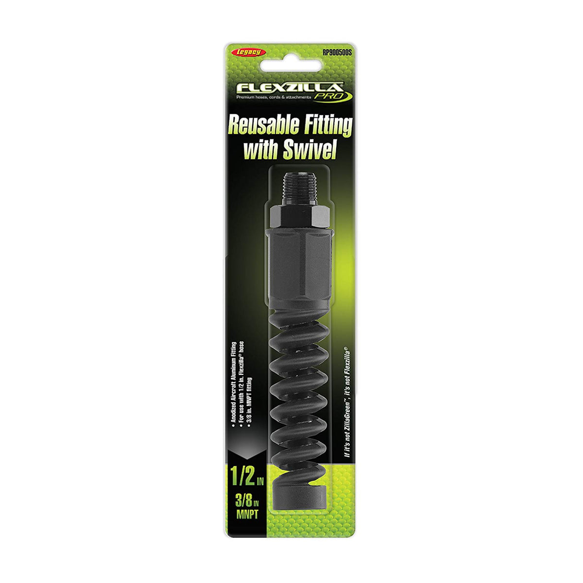 Flexzilla Pro RP900500S Air Hose Reusable Fitting with Swivel, 1/2", 3/8" MNPT