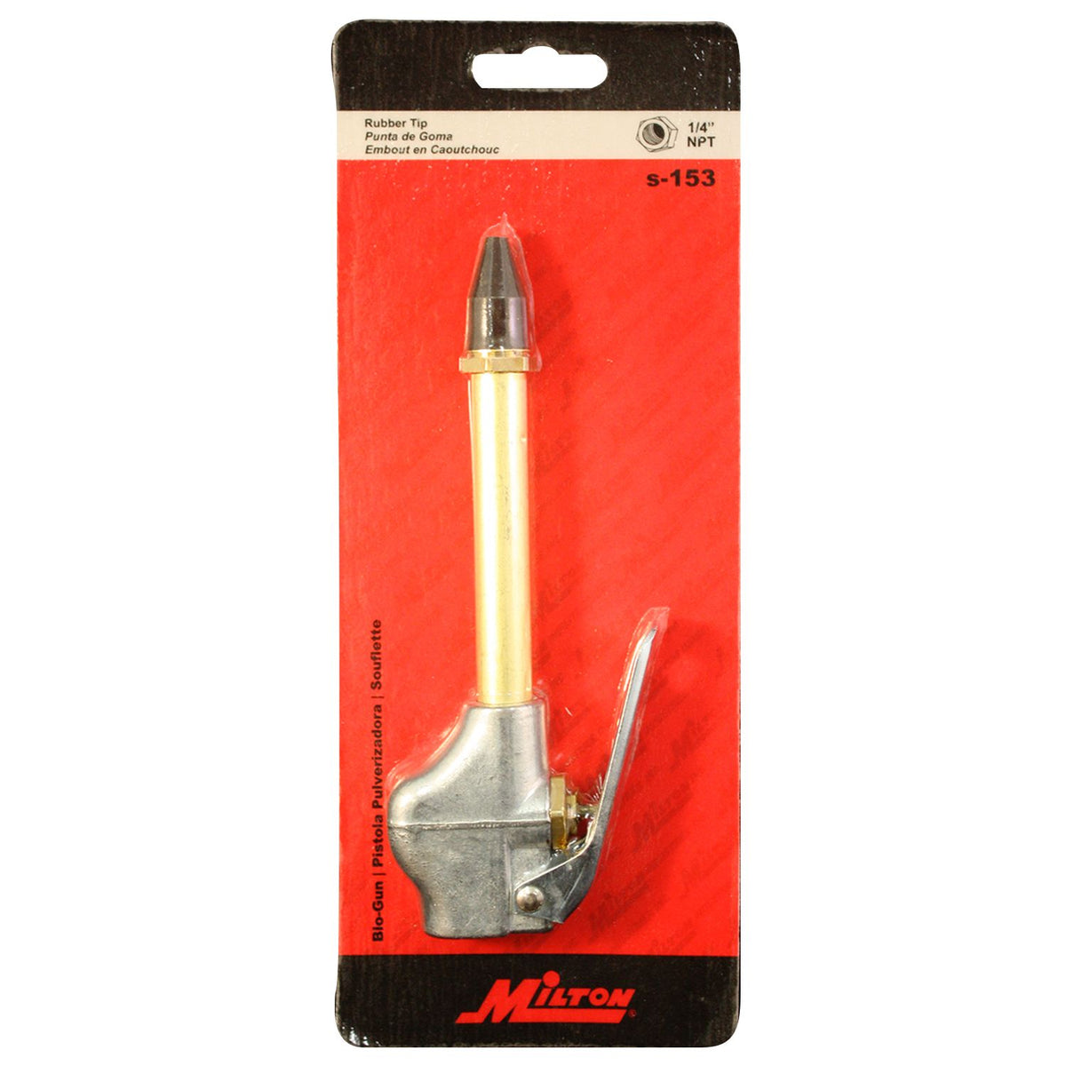 Milton S-153 Lever Style Rubber Tip Straight Blow Gun, 1/4" NPT