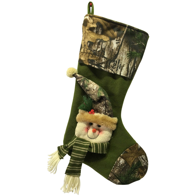 Santas Forest 49335 Christmas Snowman Stocking, Camo, 21"
