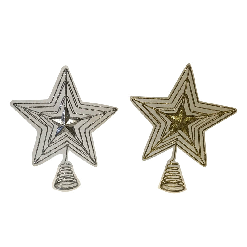 Santas Forest 99737 Shatterproof Christmas Star Tree Top, Gold/Silver, 30 cm