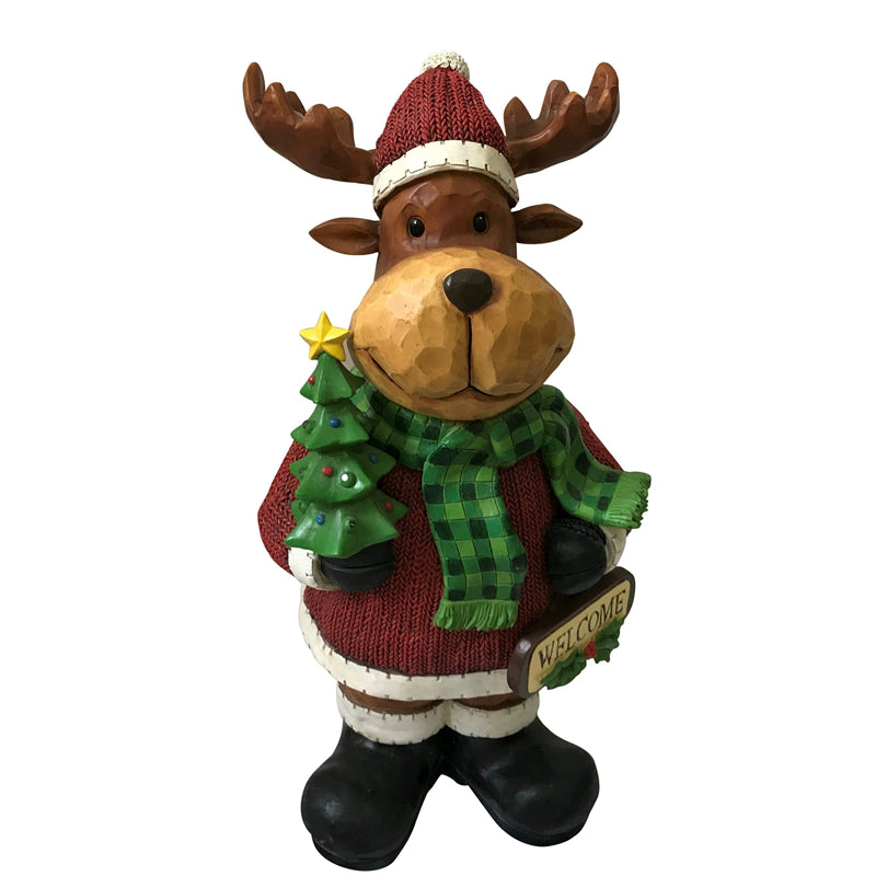 Santas Forest 87311 Christmas Moose with Welcome Sign, 21"