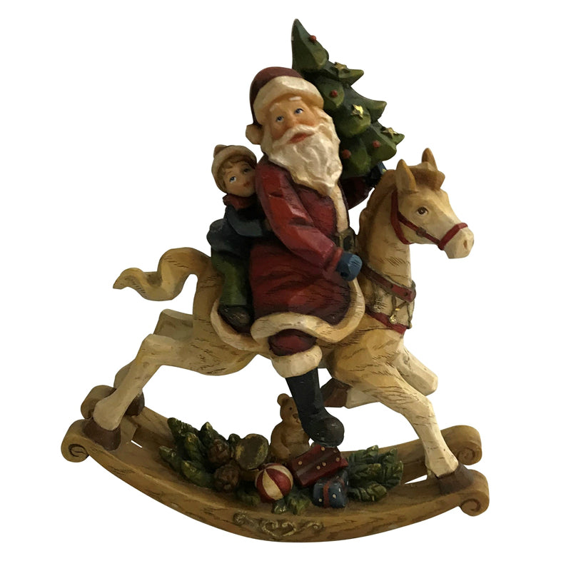 Santas Forest 89329 Christmas Santa On Rocking Horse, Resin, 7"