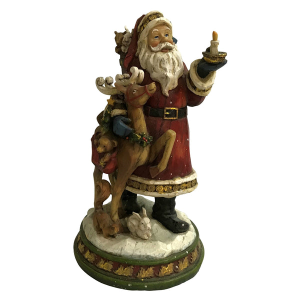 Santas Forest 89331 Christmas Resin Santa with Deer, 9"