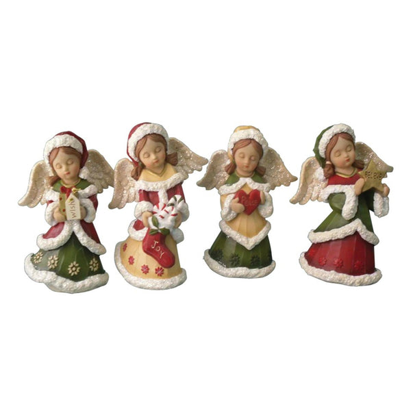 Santas Forest 89323 Christmas Assorted 4-Piece Angel, Resin, 6"