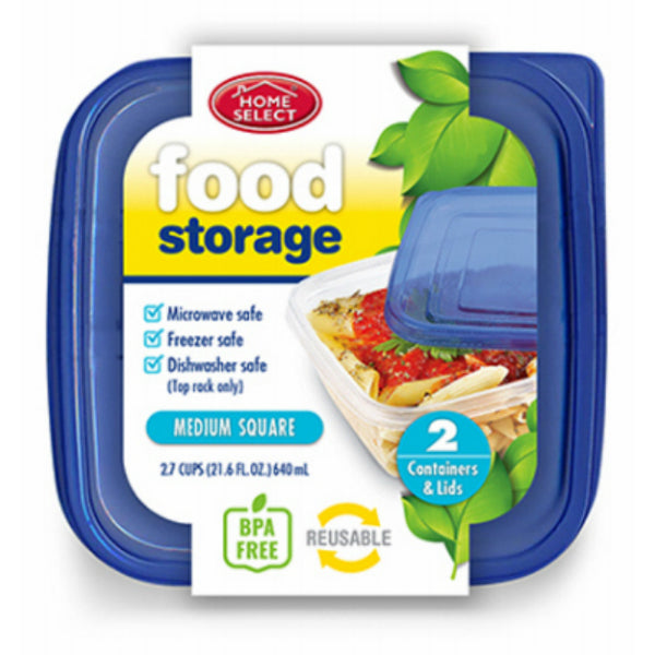 Home Select 11343-12 Rectangle Food Storage Container, Medium, 2.7 Cup, 2-Count