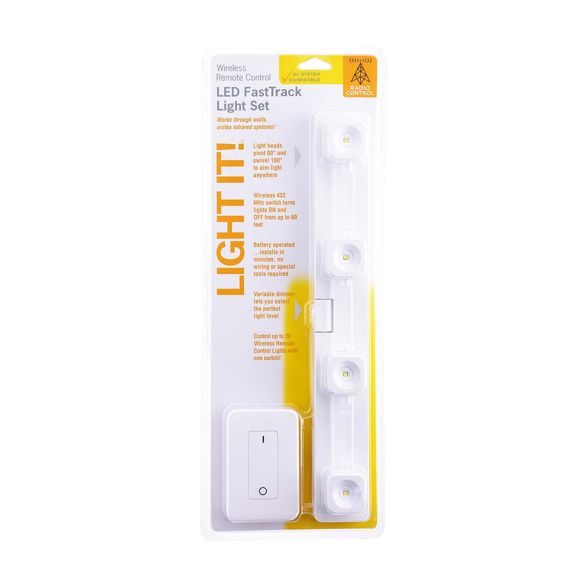 Light It 30036-308 Wireless Remote Control FastTrack LED Light Set, White, 55 lm
