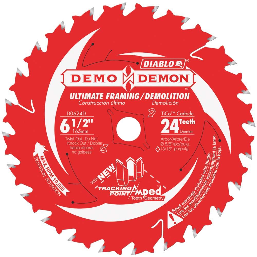 Diablo D0624DA Demo Demon Ultimate Framing / Demolition Saw Blade, 24 Tooth, 6-1/2"