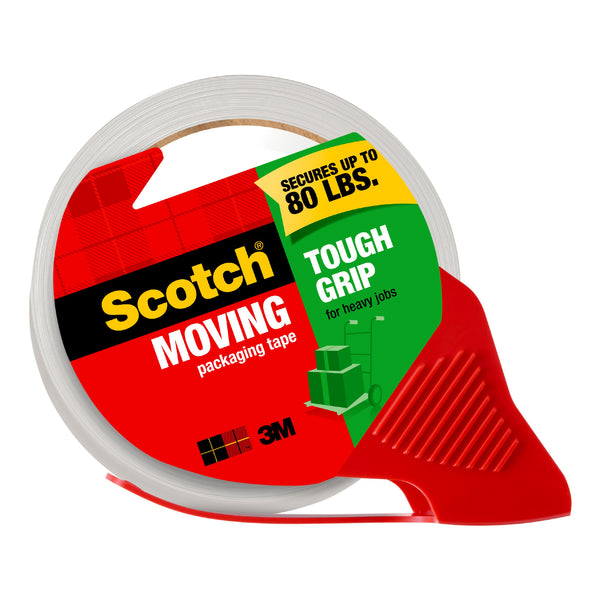 Scotch 3500S-RD Tough Grip Moving Packaging Tape With Dispenser, 1.88"x38.2 Yd