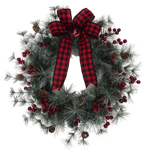 Santas Forest 38313 Christmas Decorated Tamarack Wreath, 24"