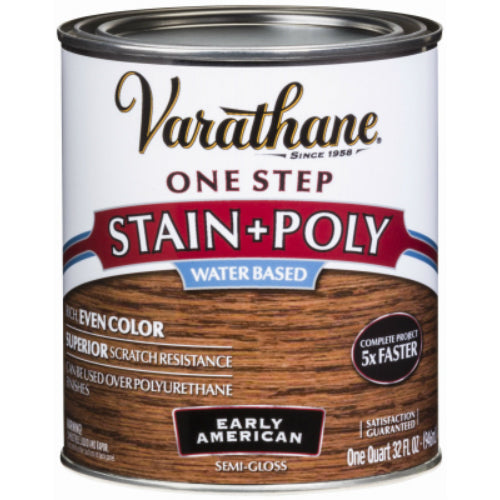 Varathane 336361 One Step Water-Based Stain & Polyurethane, Early American, Qt