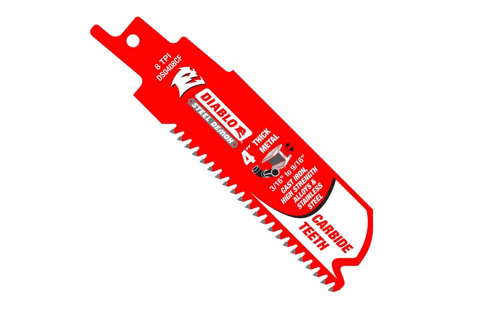 Diablo DS0408CF3 Steel Demon Carbide Recip Blades for Thick Metal Cutting, 8 TPI, 4", 3-Pack