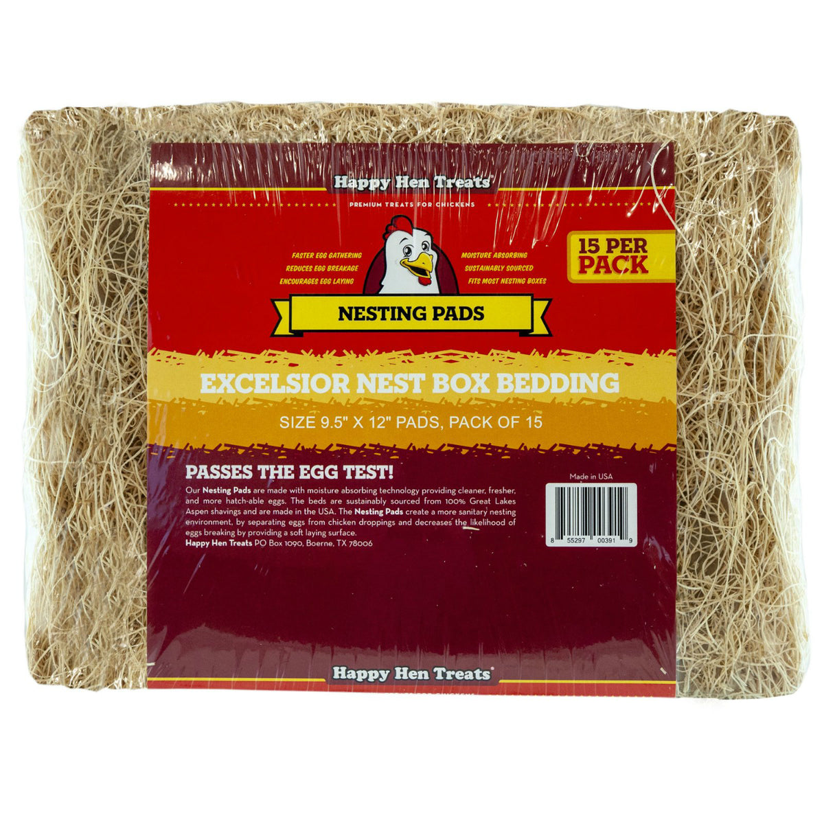 Happy Hen Treats 17033 Excelsior Nesting Pads, 9.5" x 12", 15 Counts