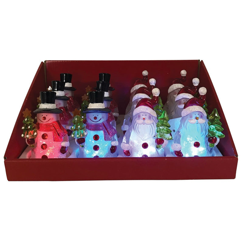 Santas Forest 21321 LED Christmas Snowman / Santa Ornaments, 4"
