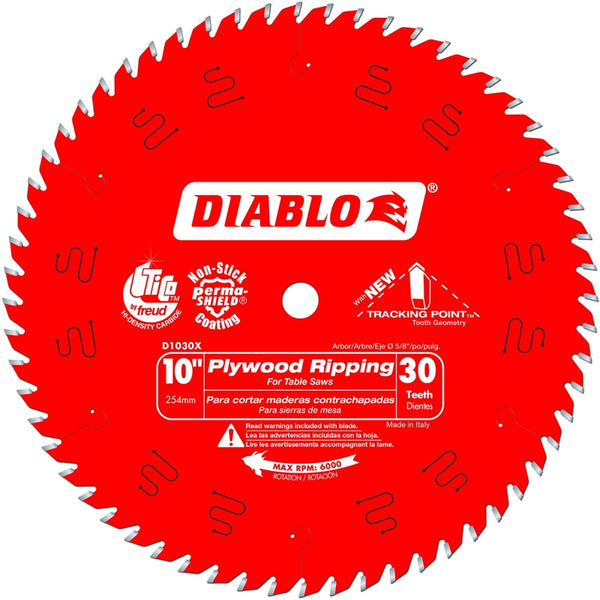 Diablo D1030X Plywood Ripping Saw Blade, 5/8'' Arbor, 30 Tooth x 10"
