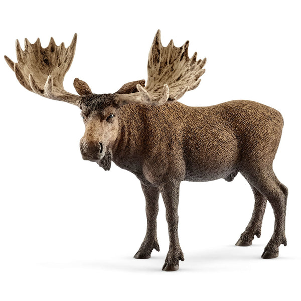 Schleich 14781 Figurine Moose Bull Toy, Brown, Plastic