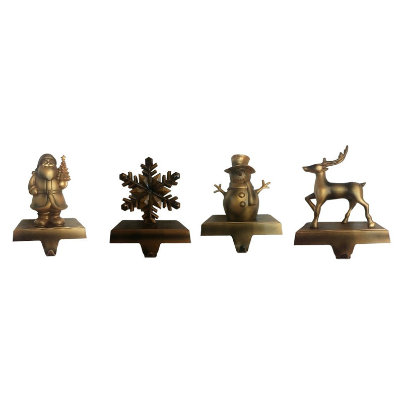 Santas Forest 19373 Christmas Assorted Stocking Holder, Bronze, 4-Piece