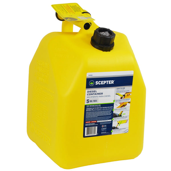 Scepter FG4D502 Diesel Container with Flame-Mitigation Device, Yellow, 5 Gallon