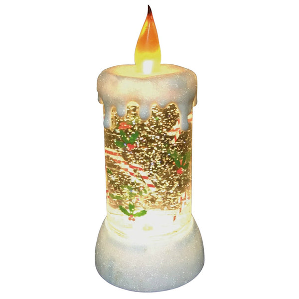 Santas Forest 21303 Christmas Glitter LED Candle, 9"