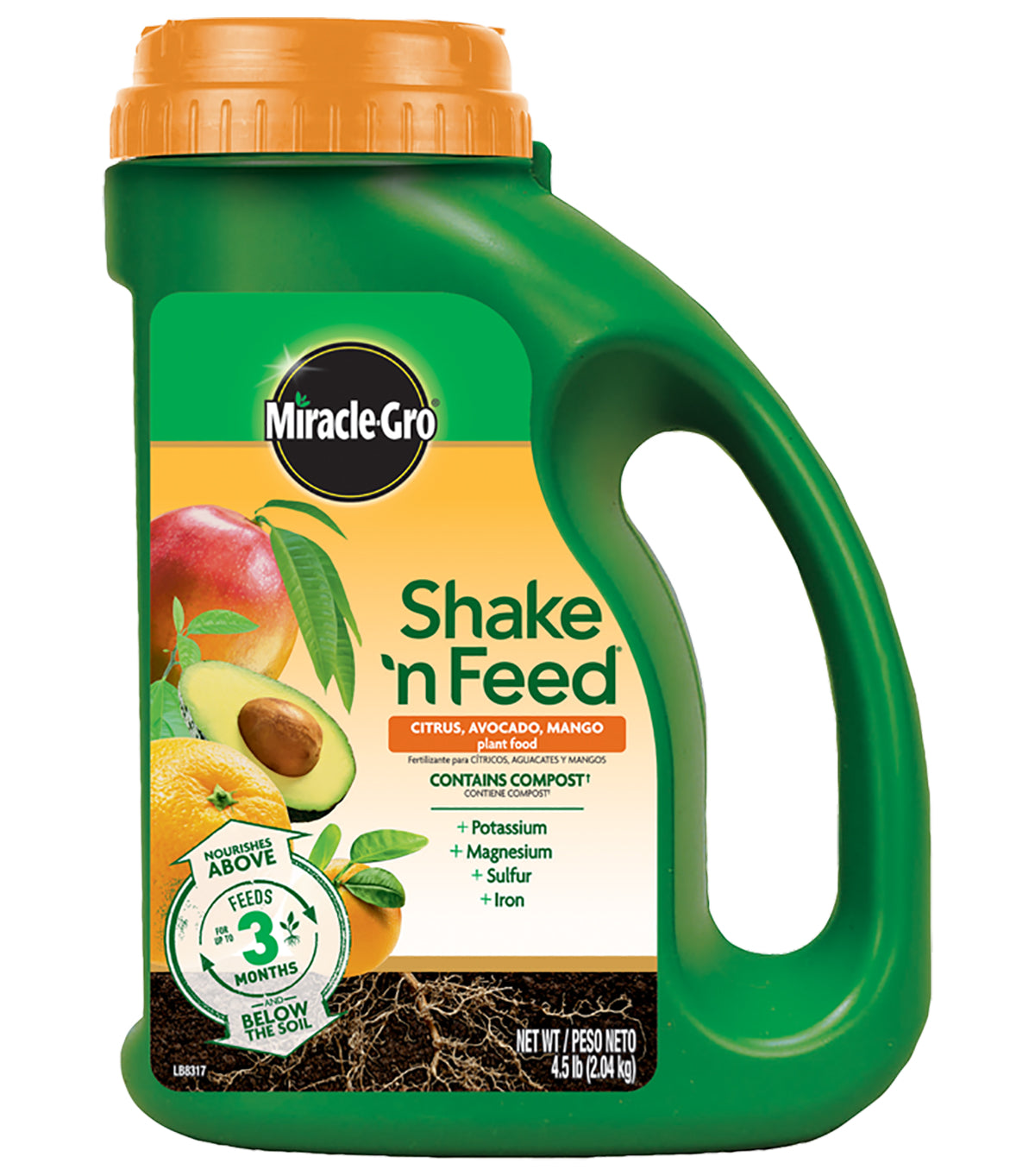 Miracle-Gro 3002710 Shake 'n Feed Citrus Avocado Mango Plant Food, 8-2-10, 4 Lb