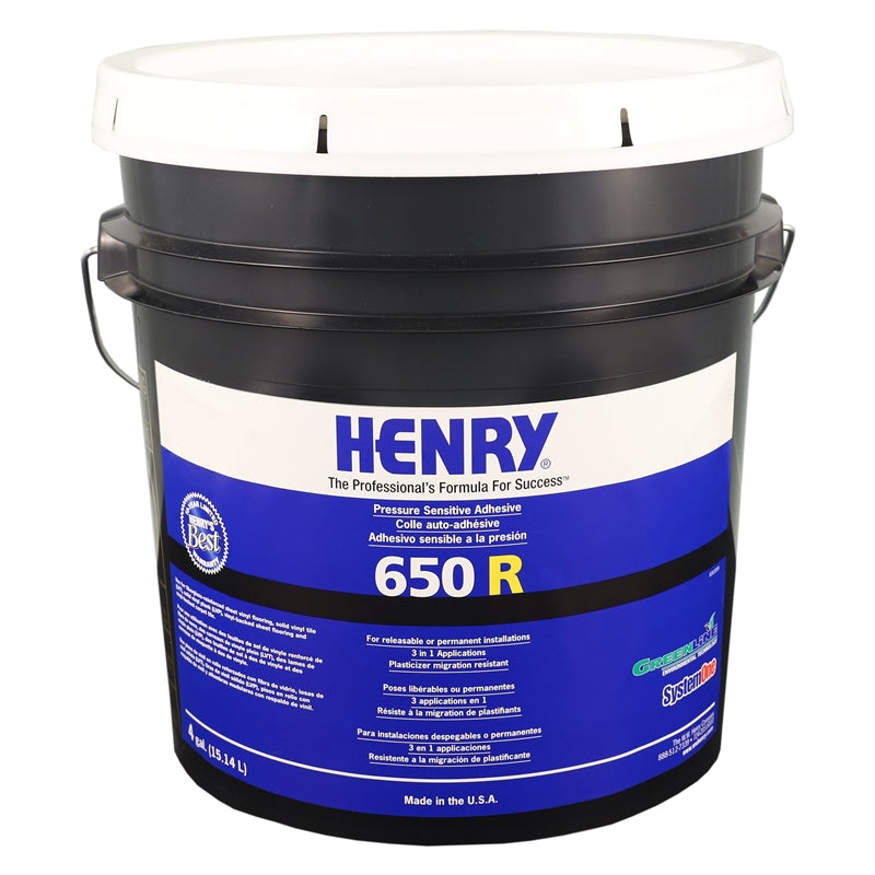 Henry 12636 Releasable Bond 650-R Pressure Sensitive Adhesive, 4 Gallon
