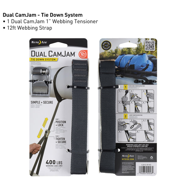 Nite Ize CJD12-09-R3 Dual CamJam Tie Down System, 12'