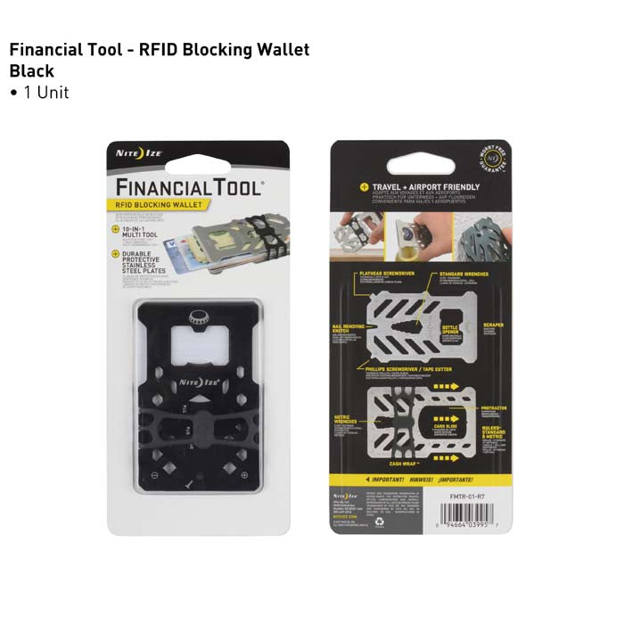 Nite Ize FMTR-01-R7 Financial Tool RFID Blocking Wallet, Black