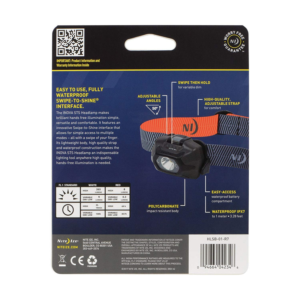 Nite Ize HLSB-01-R7 INOVA STS Black Headlamp, 9 To 265 Lumens