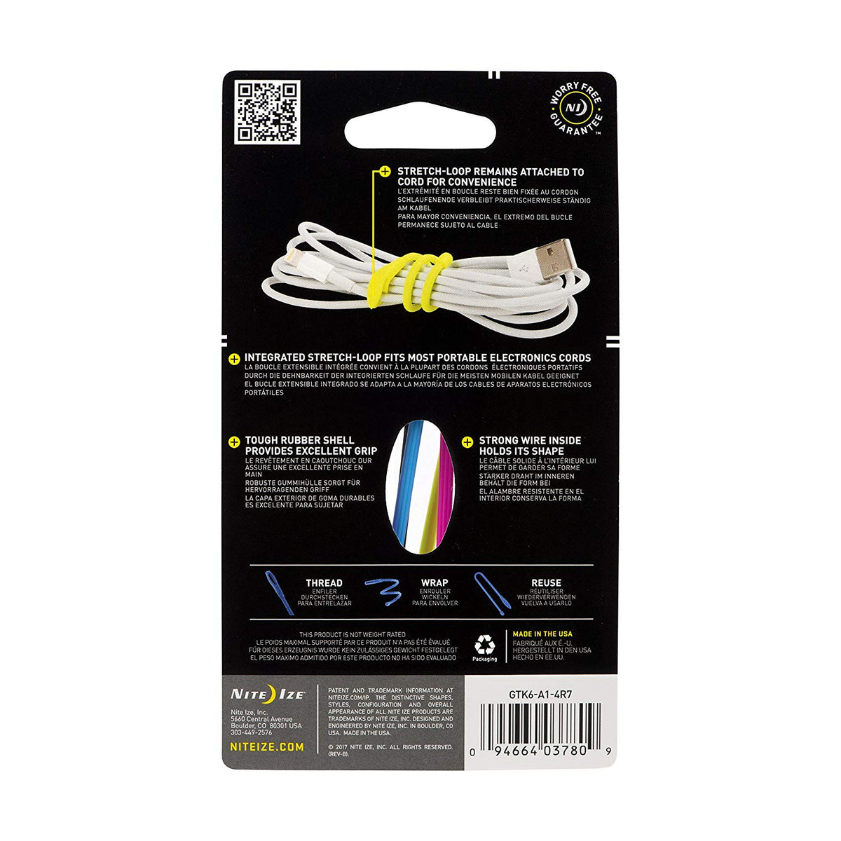 Nite Ize GTK6-A1-4R7 Gear Tie Cordable Twist Tie, Assorted, 6"