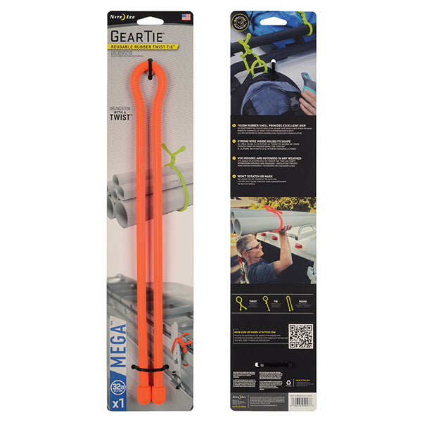 Nite Ize GTM32-31-R3 Gear Tie Reusable Rubber Mega Twist Tie, Bright Orange, 32"