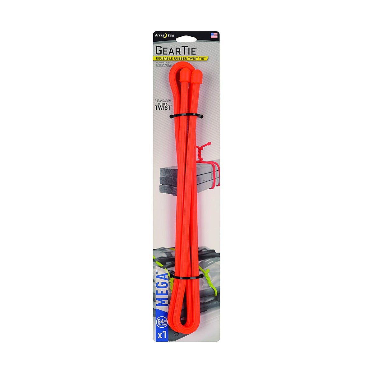 Nite Ize GTM64-31-R6 Gear Tie Mega Twist Tie, Bright Orange