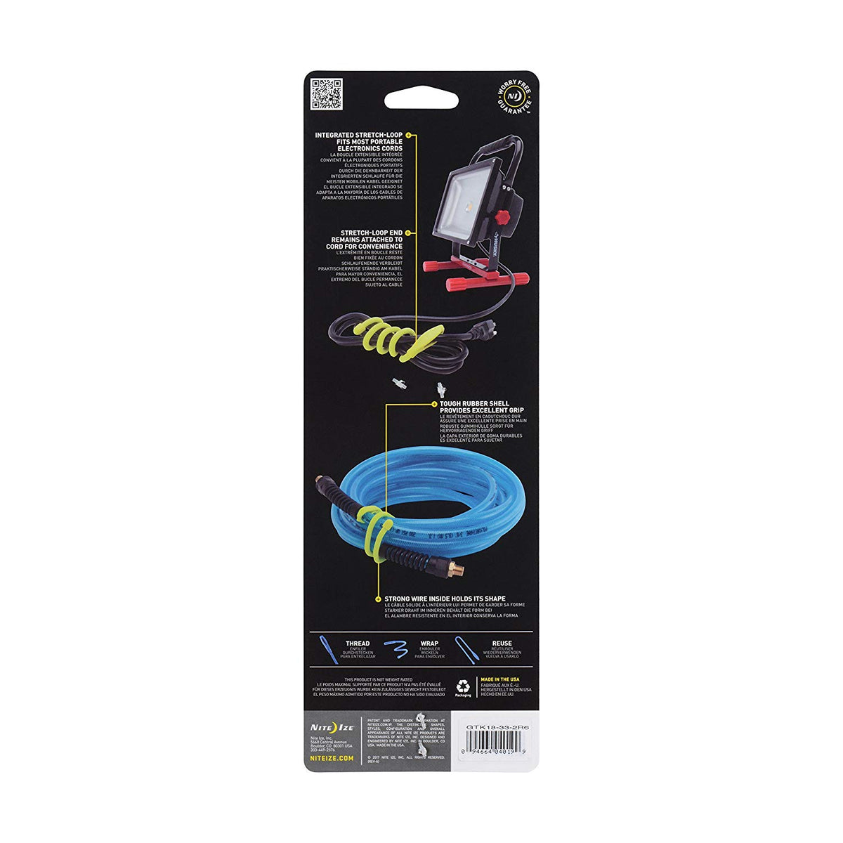 Nite Ize GTK18-33-2R6 Gear Tie Reusable Rubber Twist Tie, Neon Yellow, 18"
