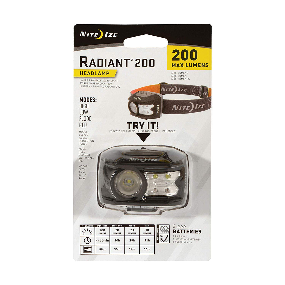 Nite Ize R200H-09-R7 Radiant 200 Headlamp, 200 Lumens