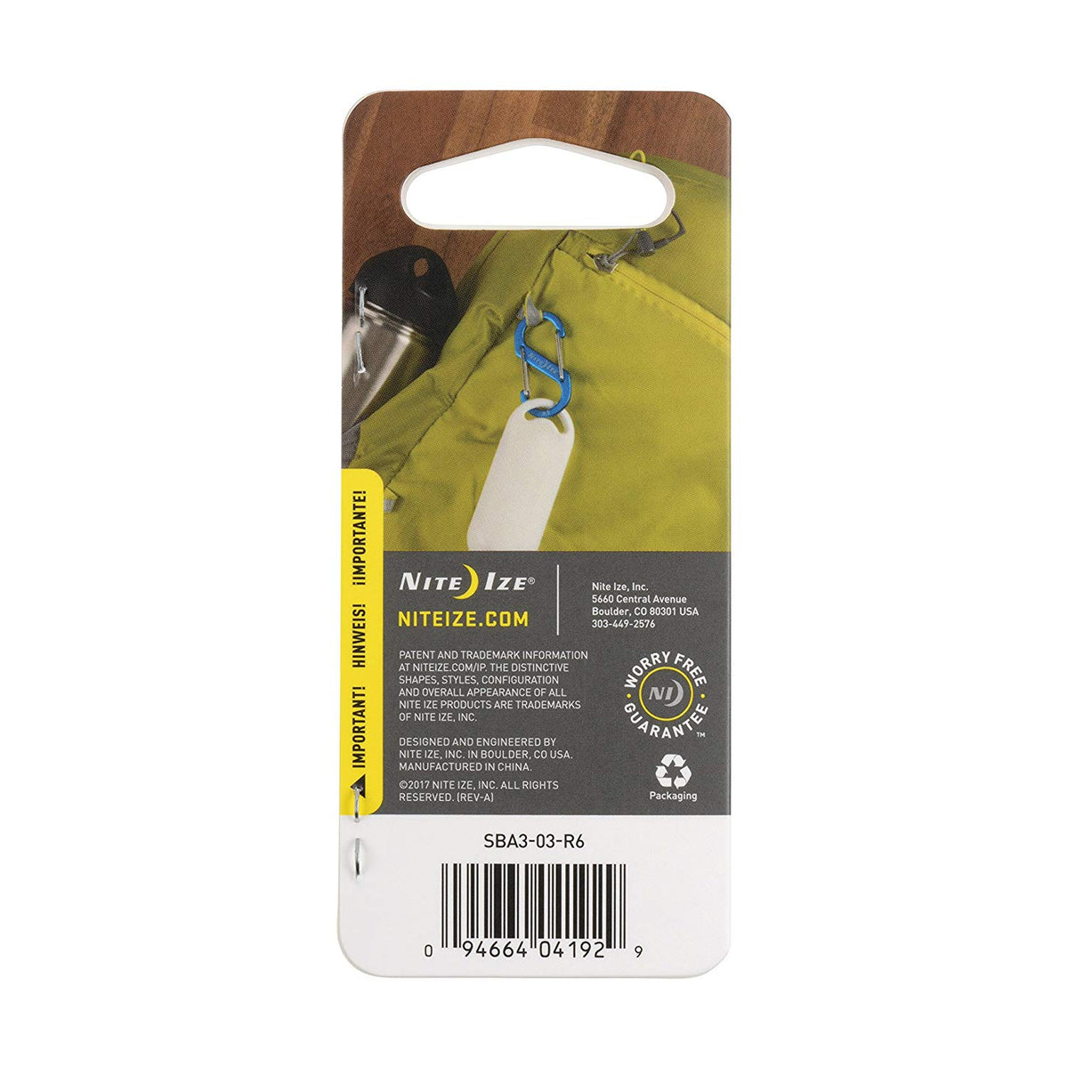 Nite Ize SBA3-03-R6 S-Biner Aluminum Dual Carabiner, Blue, #3