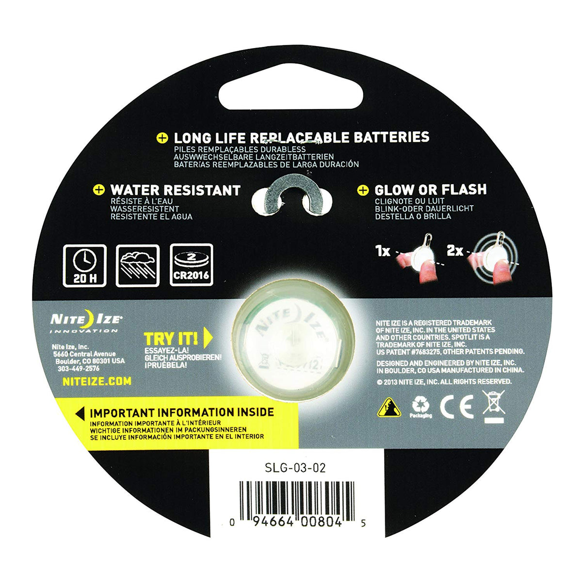 Nite Ize SLG-02-R6 SpotLit Standard Packaging Flashlight, White