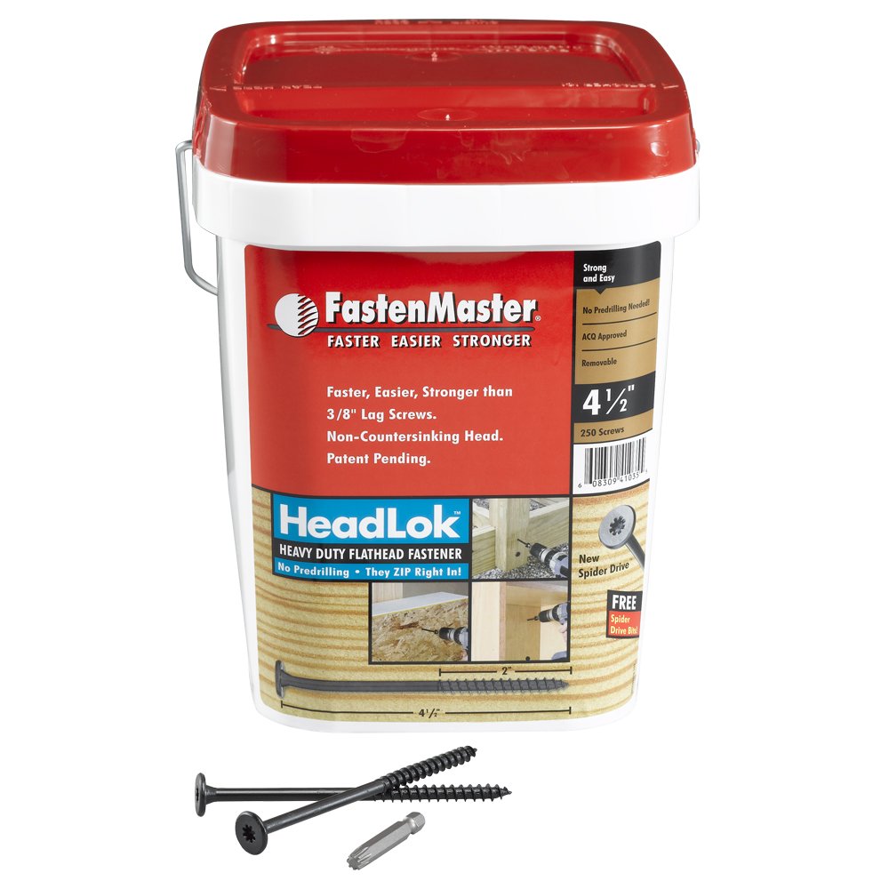FastenMaster FMHLGM412-250 HeadLOK Structural Wood Screw, 4-1/2", 250-Piece