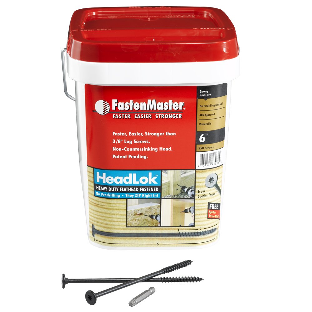 FastenMaster FMHLGM006-250 HeadLOK Structural Wood Screw, 6", 250-Piece