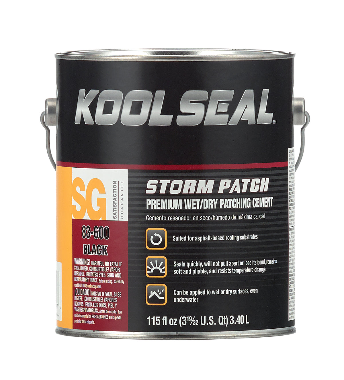 Kool Seal KS0083600-16 Storm Patch Premium Wet/Dry Patching Cement, Black, 1 Gal
