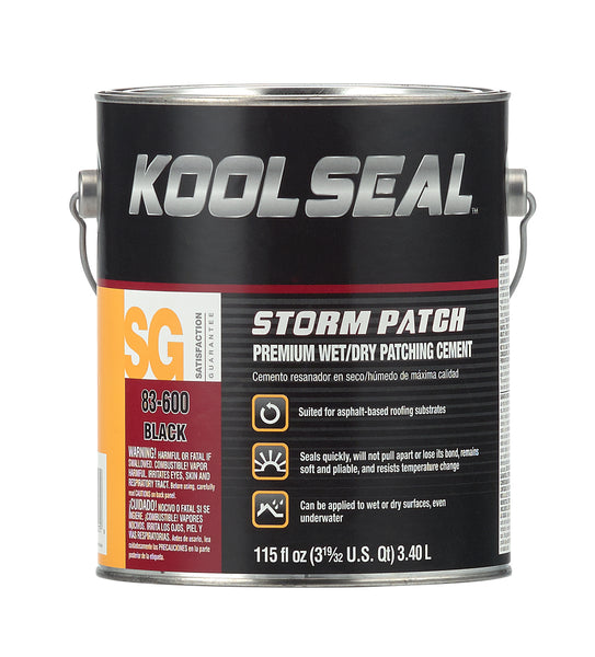 Kool Seal KS0083600-16 Storm Patch Premium Wet/Dry Patching Cement, Black, 1 Gal