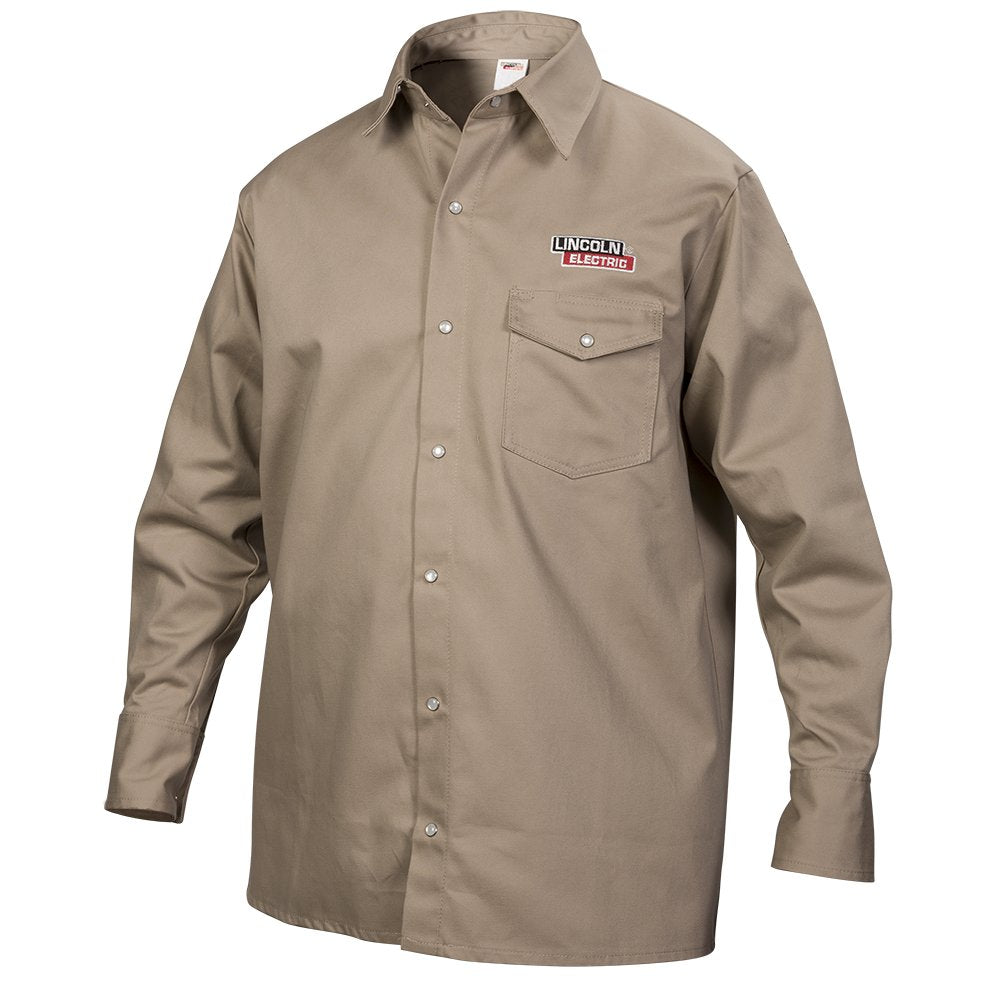 Lincoln Electric KH841L Fire Resistant Welding Shirt, Khaki, Large