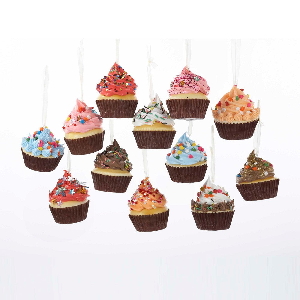 Kurt Adler D1361 Christmas Foam Cupcake Ornaments, Assorted Frosting Colors, 3"