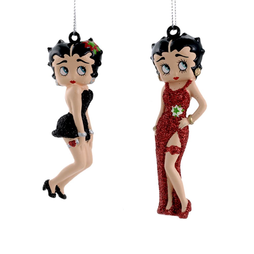 Kurt Adler BB1151 Christmas Betty Boop Ornaments, 2 Assorted, 4"