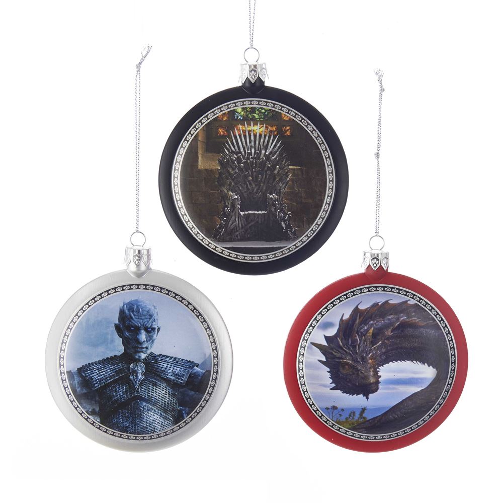 Kurt Adler GO1172 Christmas Game-Of-Thrones Disc Ornaments, 3 Assorted