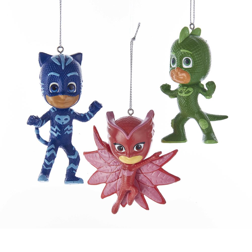 Kurt Adler PJ1171 Christmas PJ Masks Catboy/Owlette/Gekko Ornaments, 3 Assorted