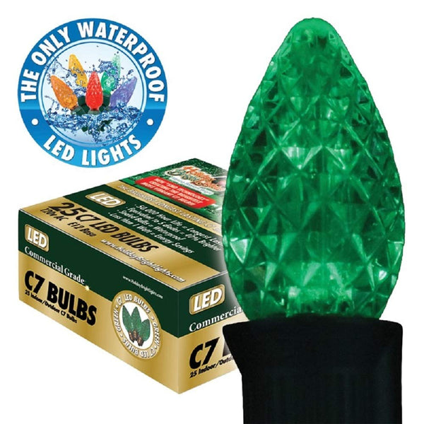 Holiday Bright BU25-LEDFC7-TGR LED C7 SMD Transparent Green 25 Light Bulb, 120V