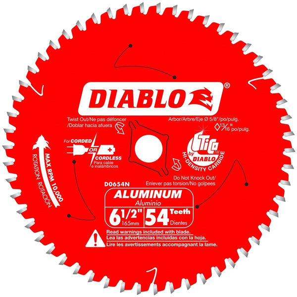 Diablo D0654N Medium Aluminum Cutting Saw Blade, 54 Tooth, 6‑1/2"